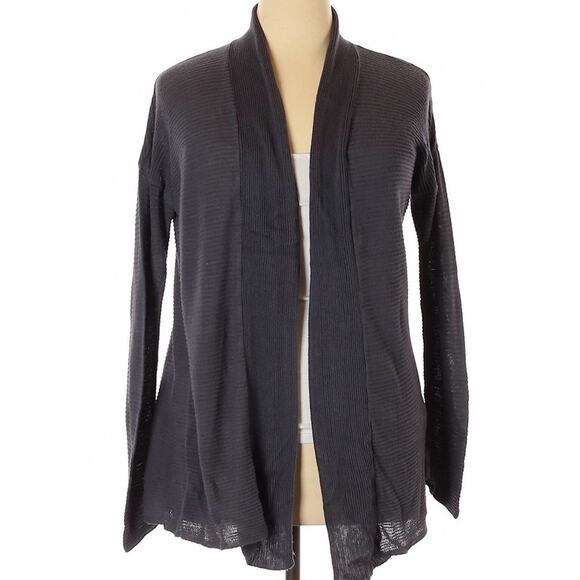 14th & Union | large gray striped knit cardigan sweater - Picture 1 of 7